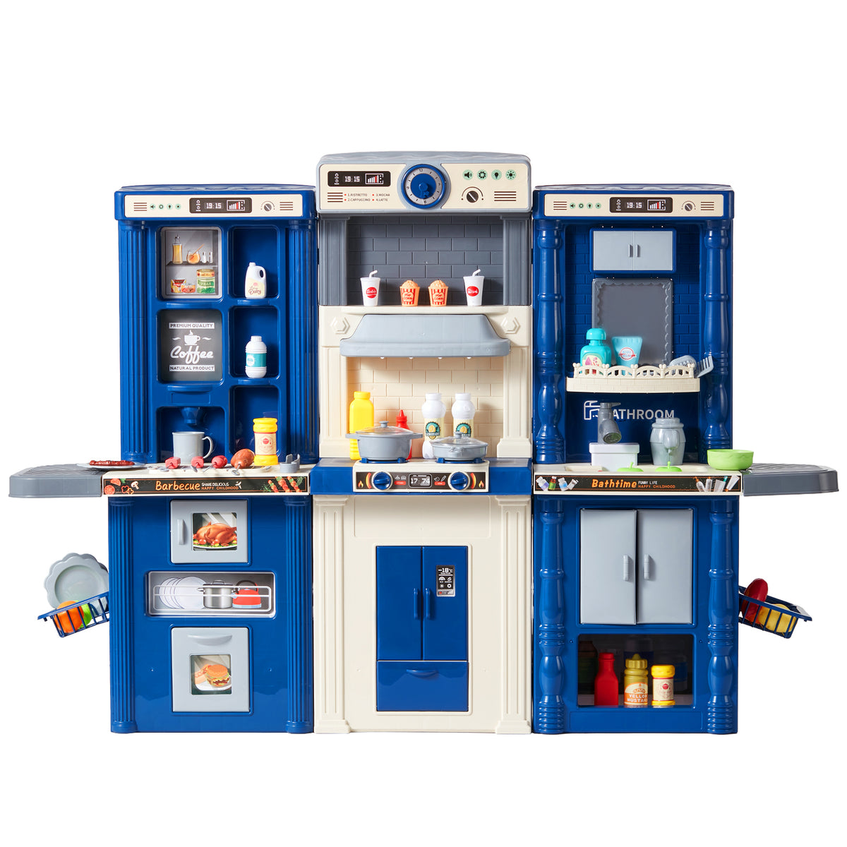Christmas Gift! Kitchen Playset Kids Pretend Cooking Play Toy 74 Piece Accessori