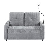 Chenille Loveseat with Storage Sleeper Grey 54"