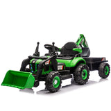 24V Kids Ride-On Electric Tractor Toy with 4-in-1 Construction Attachments (Exca