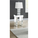 End Table - Glam - Mirrored with Faux Diamond Inlay - 20"H Legs