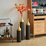 3-Piece Handcrafted Metal Floor Vase Set