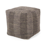 Barracuda Chevron Cotton Pouf Ottoman Brown Beige