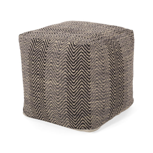 Barracuda Chevron Cotton Pouf Ottoman Brown Beige
