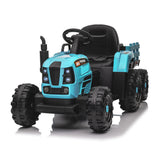 Ride on Tractor with Trailer,24V 400W Powered Electric Tractor Toy w/Remote Cont