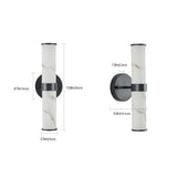 Wall Sconce Set of 2 - Faux Marble Resin, Black Iron Frame
