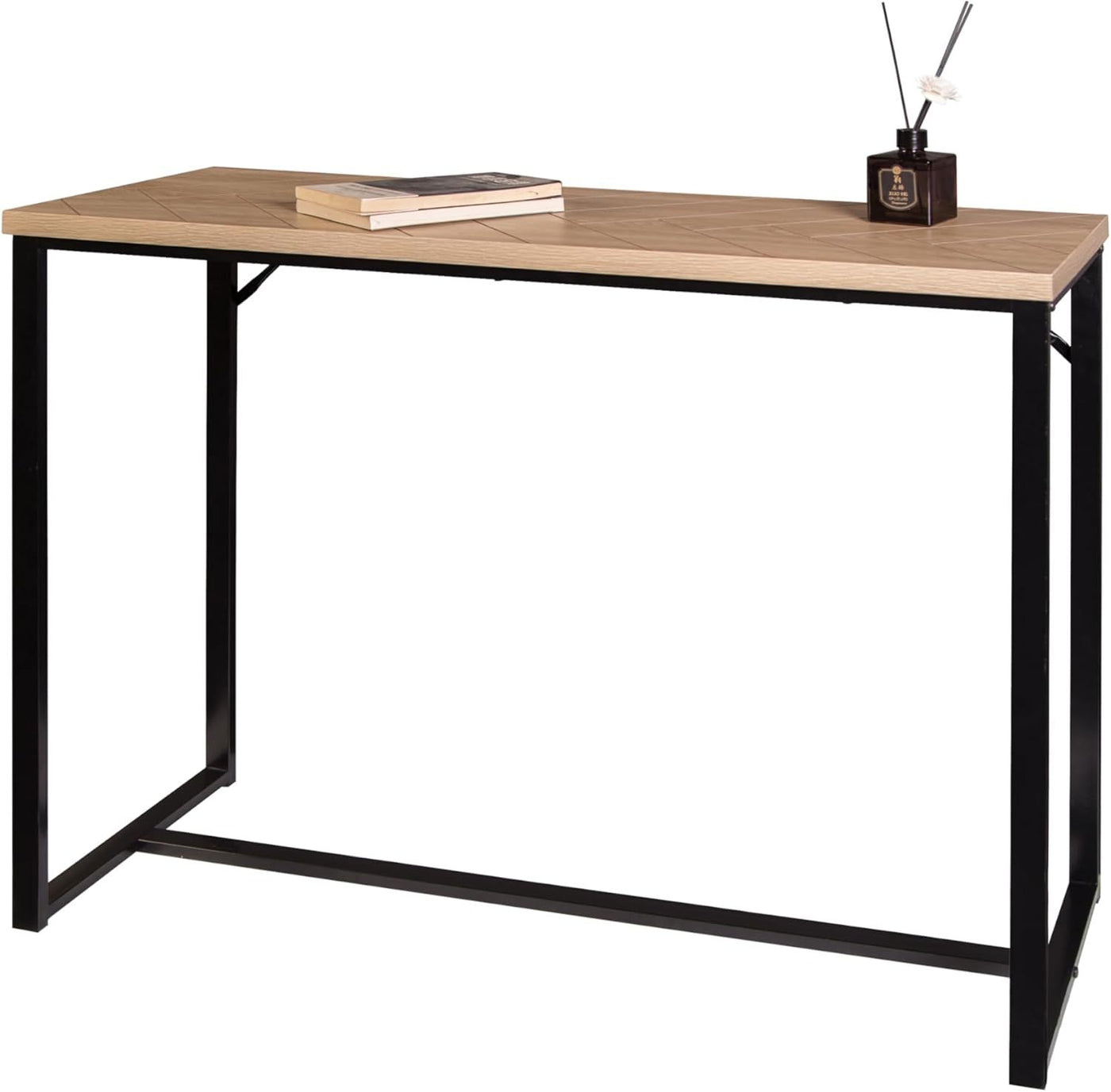Bali Coastal Modern Console Table Natural Wood Black Metal