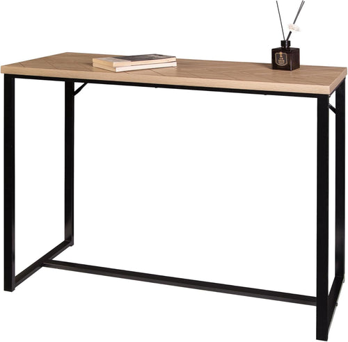 Bali Coastal Modern Console Table Natural Wood Black Metal