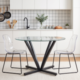 Glass Dining Table Black 48"