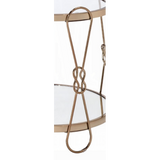 Drum End Table - Mirrored Top & Shelf - Champagne Metal Frame