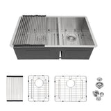 36"x19"x10" Undermount Double Bowl(60/40) Kitchen Sink - 16 Gauge