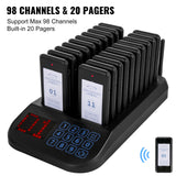 F103 Restaurant Pager System 20 Pagers, Max 98 Beepers Wireless Calling System