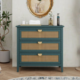 3 Drawer Cabinet, Natural rattan, American Furniture, Suitable for bedroom