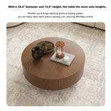 Round Solid Wood Coffee Table with Storage Walnut