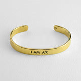 I Am Earth Water Air Fire Astrology Brass Cuff Bracelet