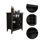 Bar Cabinet - 6-Bottle Wine Rack - Drawer and Open Shelf - Black