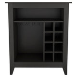Bar Cabinet - 6-Bottle Wine Rack - Drawer and Open Shelf - Black