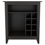 Bar Cabinet - Black - Open Shelf - Built-In Wine Rack