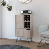 L-Shaped Bar Cabinet - 8 Bottle Cubbies - Two Door Cabinets - Light Gray