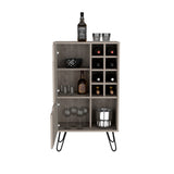 L-Shaped Bar Cabinet - 8 Bottle Cubbies - Two Door Cabinets - Light Gray