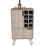 L-Shaped Bar Cabinet - 8 Bottle Cubbies - Two Door Cabinets - Light Gray