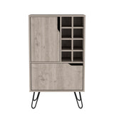 L-Shaped Bar Cabinet - 8 Bottle Cubbies - Two Door Cabinets - Light Gray