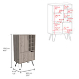 L-Shaped Bar Cabinet - 8 Bottle Cubbies - Two Door Cabinets - Light Gray