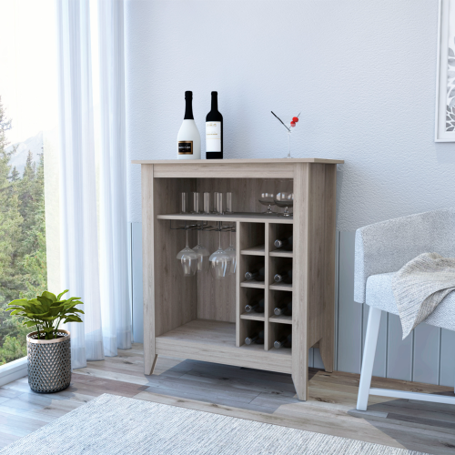 Bar Cart - Light Gray - Built-In Wine Rack - Cup Holder - 38"H