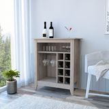 Bar Cart - Light Gray - Built-In Wine Rack - Cup Holder - 38"H
