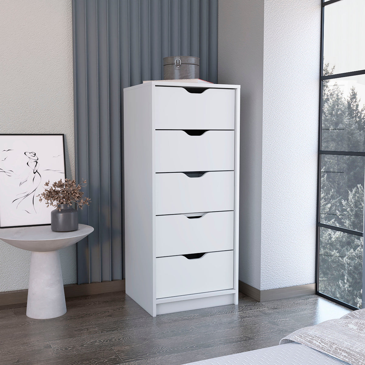 5-Drawer Engineered Wood Dresser White