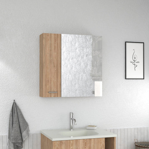 Medicine Cabinet with Four Internal Shelves, Pine Finish