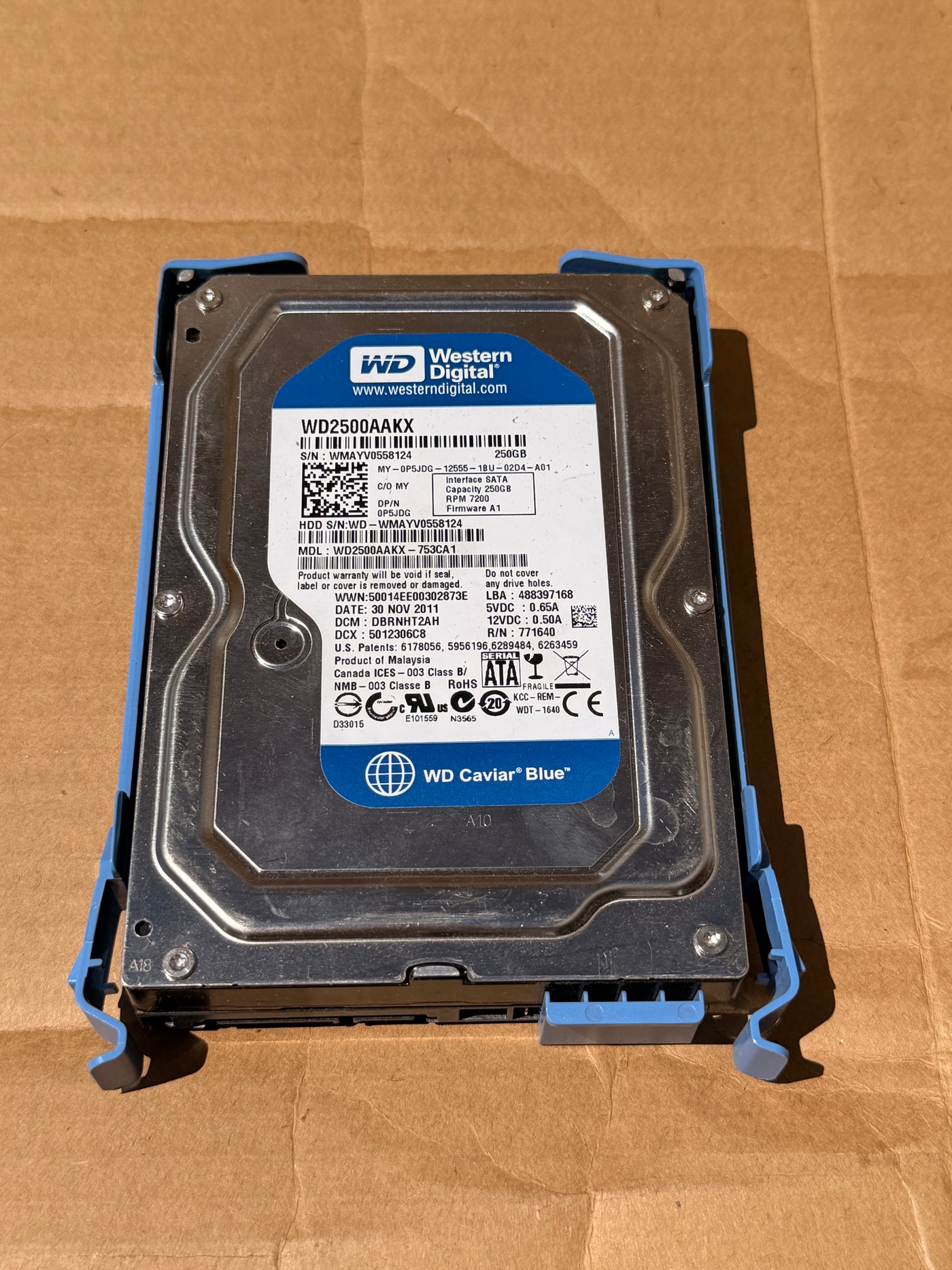 WD Caviar Blue 250GB SATA HDD WD2500AAKX 7200RPM Desktop Hard Drive For Parts