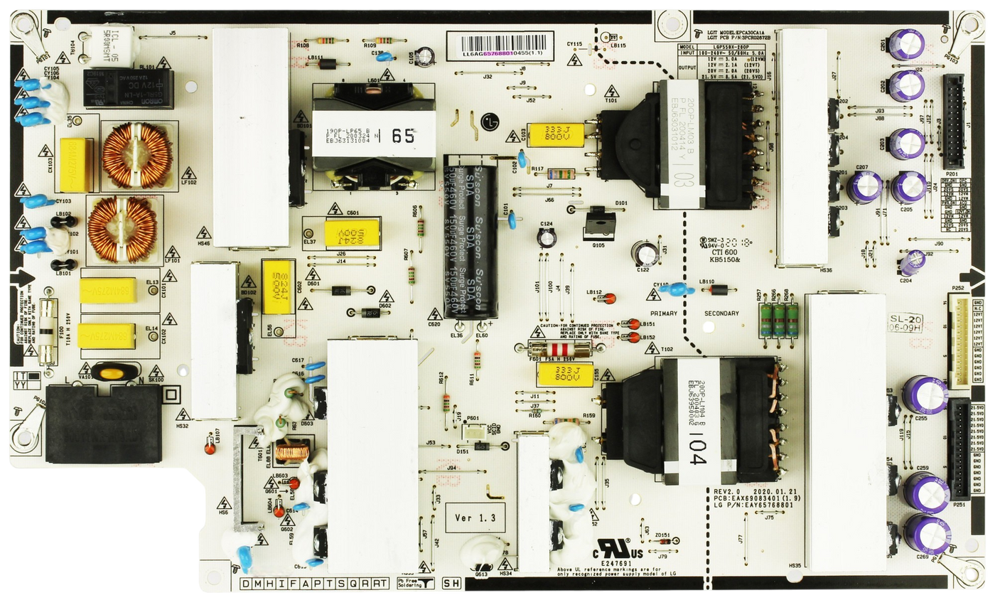 EAY65768801 LG Power Supply, EAX69083401(1.9), LGP55BX-200P, OLED55BXPUA,