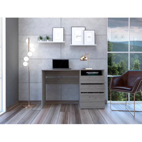 Computer Desk - Three Drawers and Shelf - Light Gray - 47.4" Wide