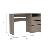 Computer Desk - Three Drawers and Shelf - Light Gray - 47.4" Wide