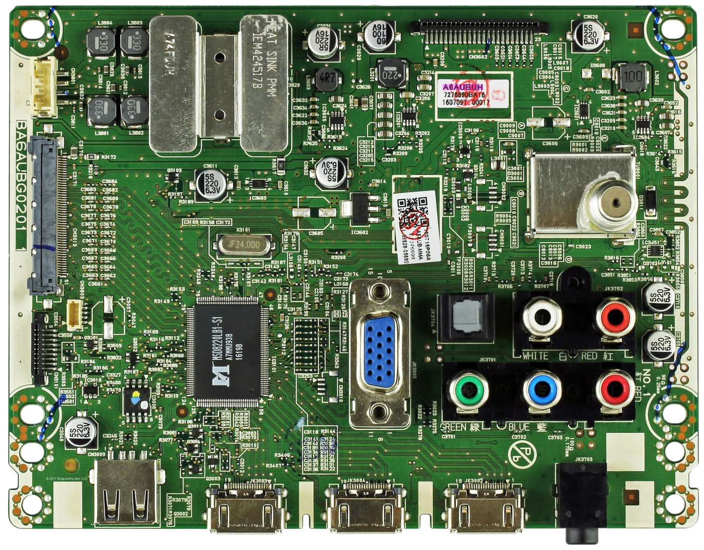 A6AUBMMA-001 Sanyo Main Board, A6AUBUH, BA6AUBG0201, A6AUB-MMA, FW50D36F