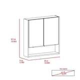 Mirror Cabinet - Double Door - White - Three Shelves Plus Open Shelf