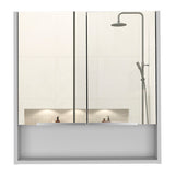 Mirror Cabinet - Double Door - White - Three Shelves Plus Open Shelf
