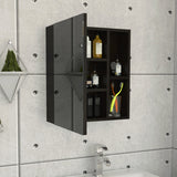 Medicine Cabinet - Mirrored Single Door - Black - 11.3"W x 19"H