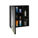 Medicine Cabinet - Mirrored Single Door - Black - 11.3"W x 19"H