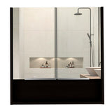 Mirror Cabinet - Double Door - Black - Open Shelf - 23.6" x 24.6"