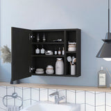 Oman Medicine Cabinet - Single Door, 3 Internal + 2 External Shelves, Black