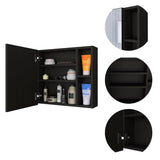 Oman Medicine Cabinet - Single Door, 3 Internal + 2 External Shelves, Black