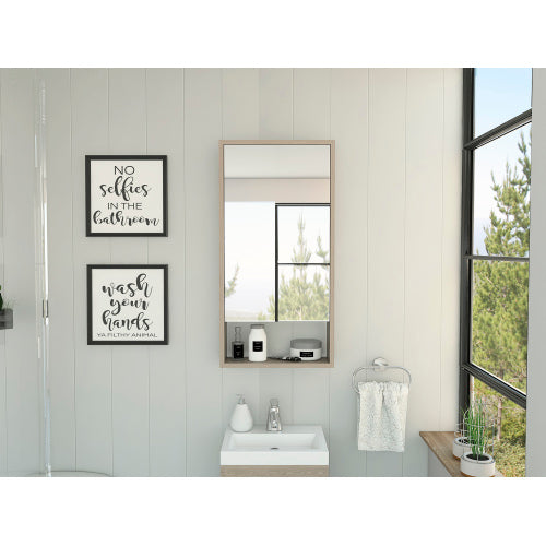 Mirrored Medicine Cabinet - Single Door - Light Gray - 35.4"H