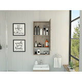 Mirrored Medicine Cabinet - Single Door - Light Gray - 35.4"H