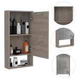 Mirrored Medicine Cabinet - Single Door - Light Gray - 35.4"H