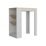 Kitchen Island - White & Macadamia - Bottle Shelves - 41"H