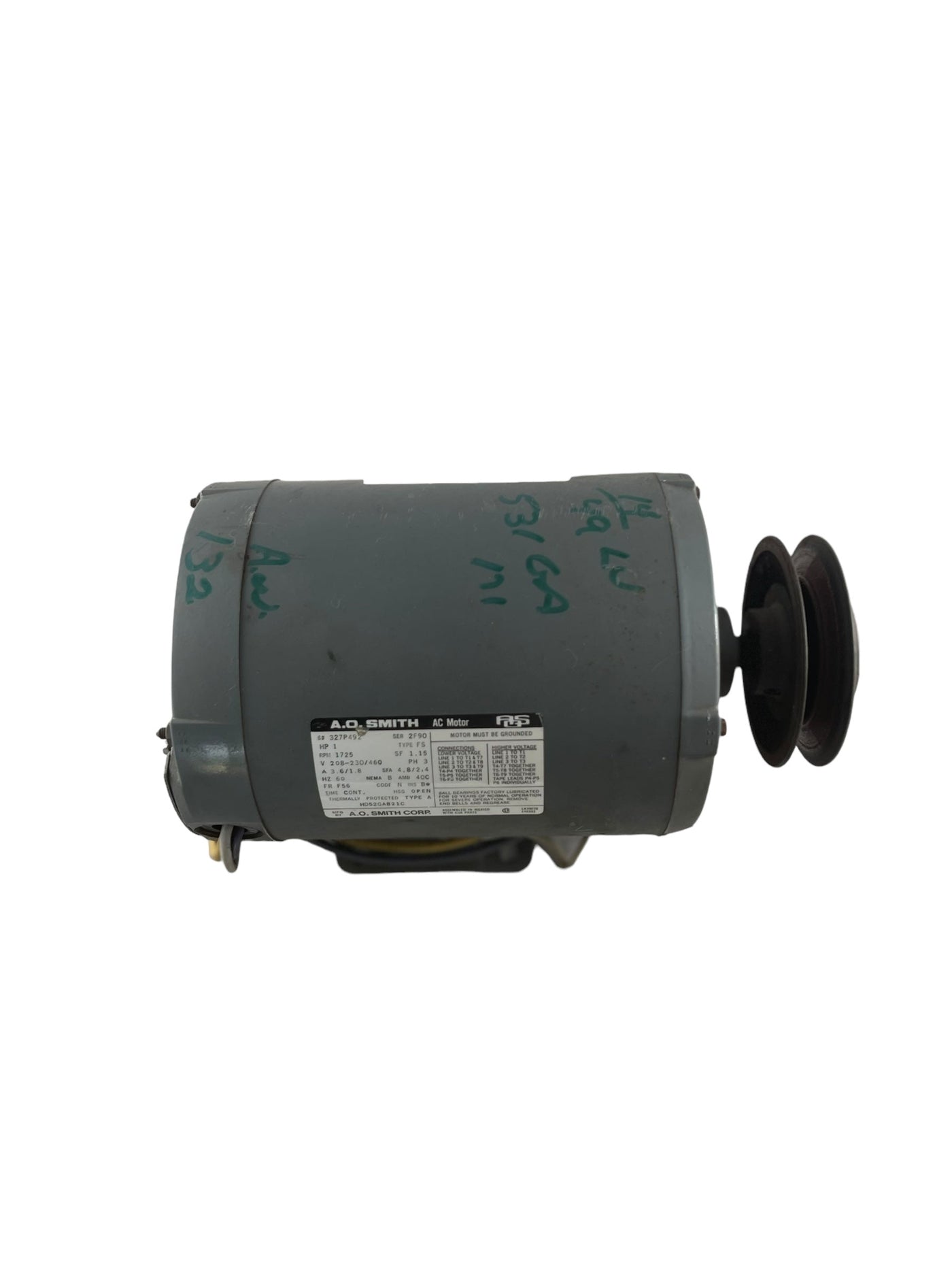 A.O. Smith, Carrier, 327P492 ICP 2-1 2 HP, 208-230 460V, 3 PH, 1725 RPM, Frame