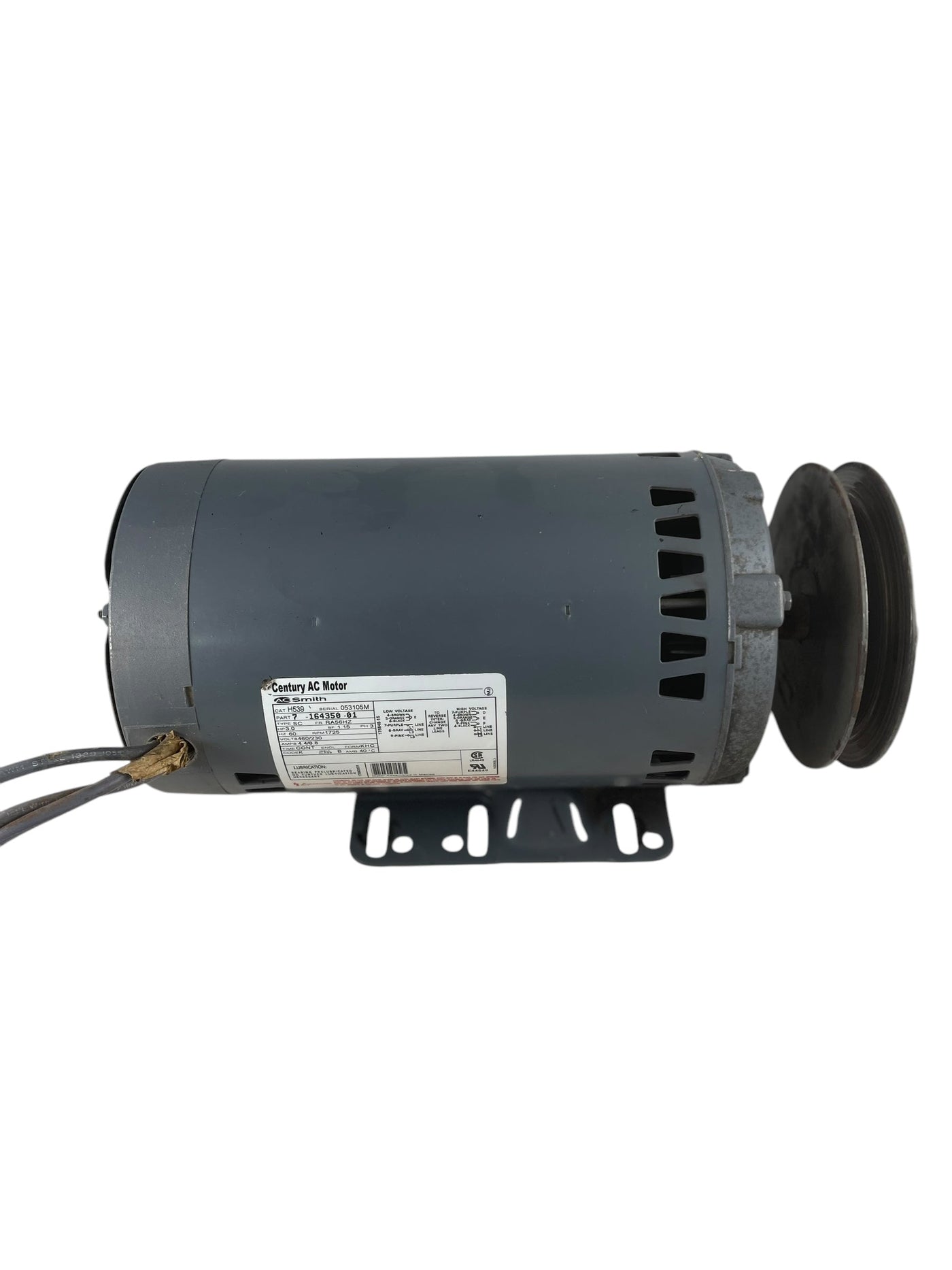 7-164350-01 AO Smith 3 HP, 1725 RPM 460 230 Volts Belt Drive Motor (TESTED)