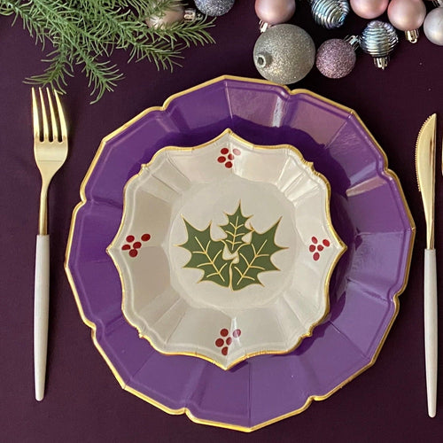 Purple Christmas Party Set, Serves 8, 24 Pieces