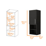 Medicine Cabinet with Door and Open Shelves, Black
